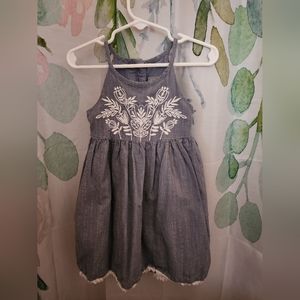 Tahari 2T toddler girls blue white floral lace trim embroidered sun dress